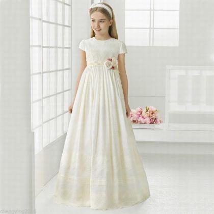 Slim A- Line Lace Flower Girl Dress Girl Party..