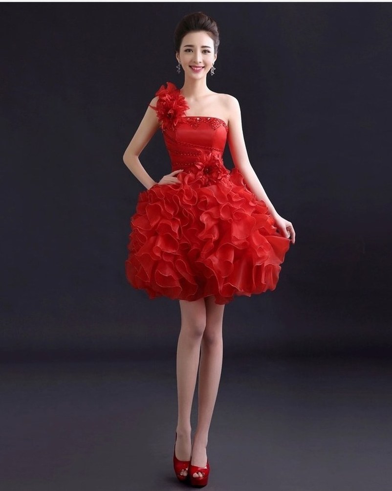 Red Short Wedding Dress Formal Bridesmaid Dresses Prom Dresses Evening ...