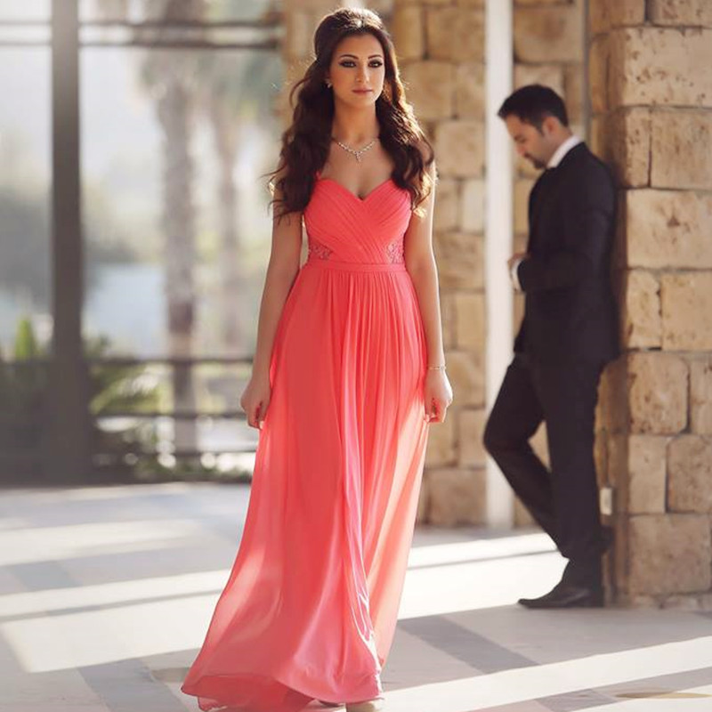 Hot Coral Prom Dress