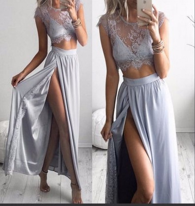 Sexy Charming Two-piece Dress Lace Prom Dress,formal Dress,party Dresses,evening Dress