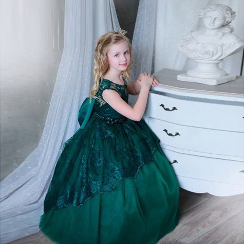 dark green flower girl dresses