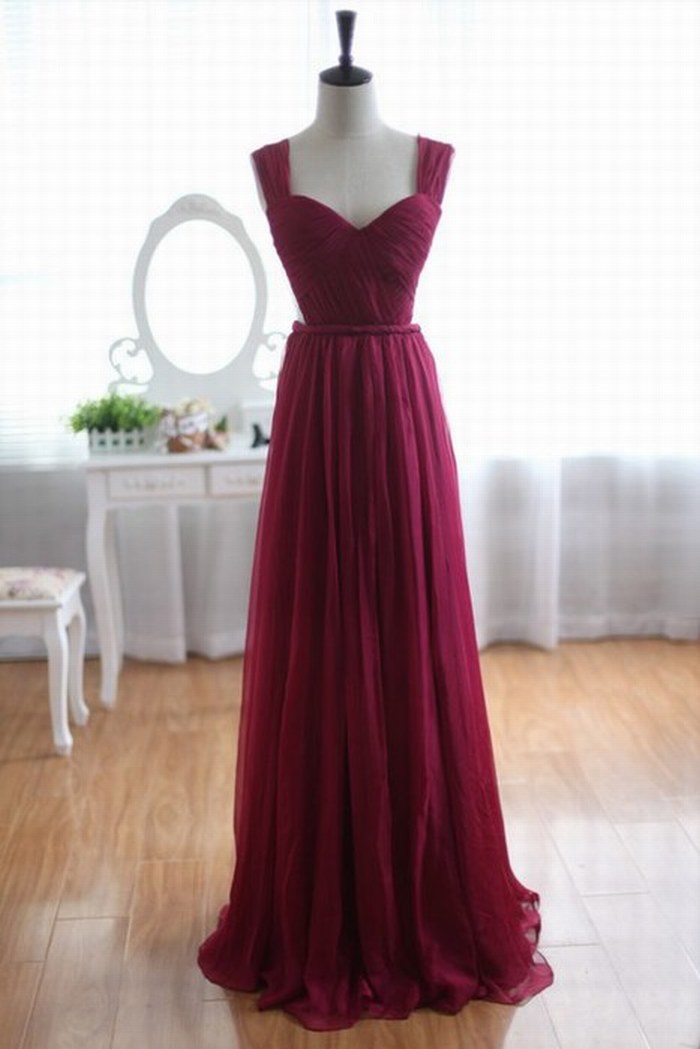 burgundy floor length gown