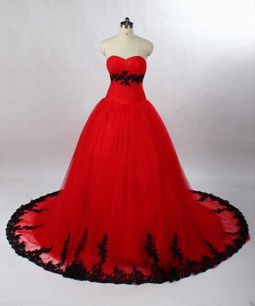 red black ball gown