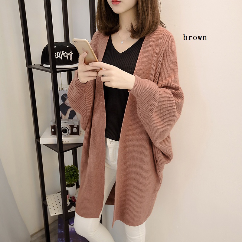 Autumn Winter Style Medium Length Loose Knitted Sweater Coat Size Al04