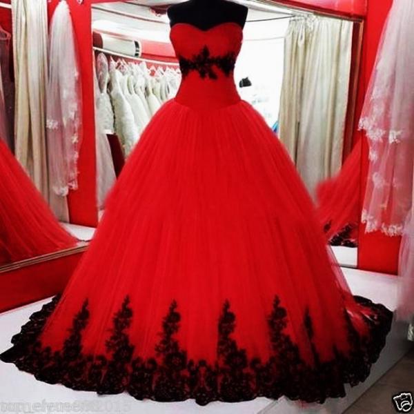 red black ball gown