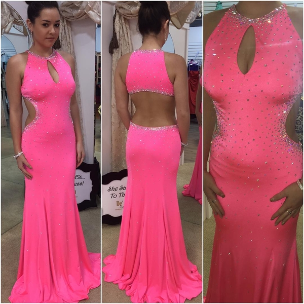 Hot Sale Prom Dress Beading Prom Dress Cut Out Prom Dress Halter 