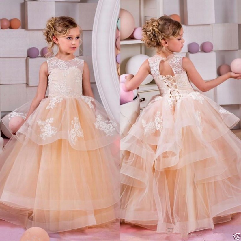 Flower Girl Dress Kids Pageant Bridesmaid Formal Wedding Prom Ball Gown Flower Girl Dresses