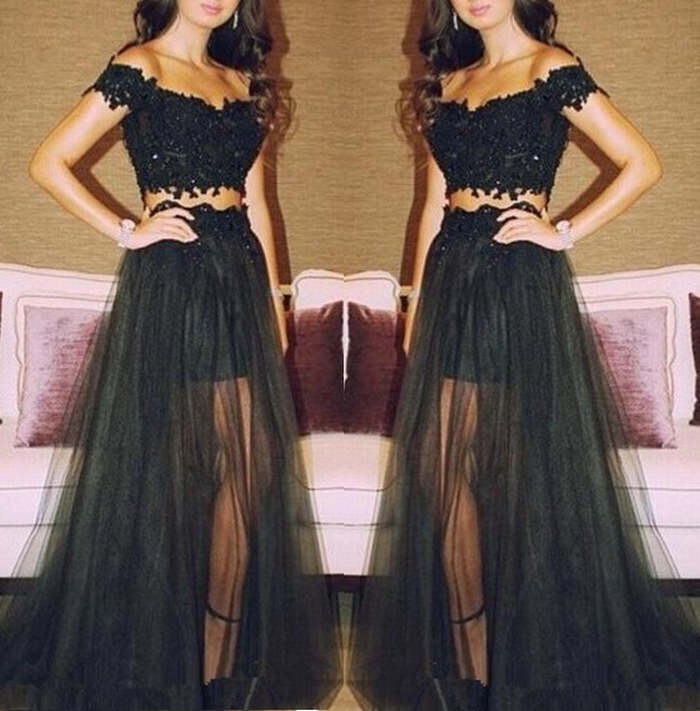 Sexy Black Prom Dress,Take Off The Shoulder Prom Dresses,Charming ...